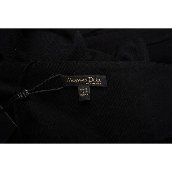 Massimo Dutti Womens Midi Flared Dress XS Black Sleeveless V-Neck 6634/583 NWT - Picture 6 of 6